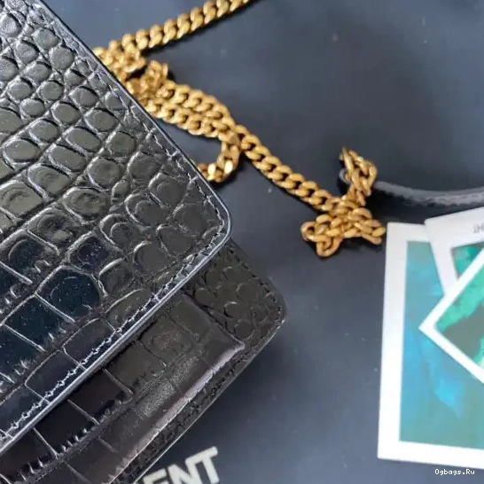 IN SUNSET CROCODILE-EMBOSSED SHINY LEATHER YSL 0417